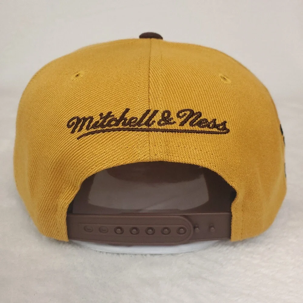 Utah Jazz Mitchell & Ness NBA‎ Snapback Hat Cap Green 3D Logo Khaki Brown NWT - Picture 5 of 8